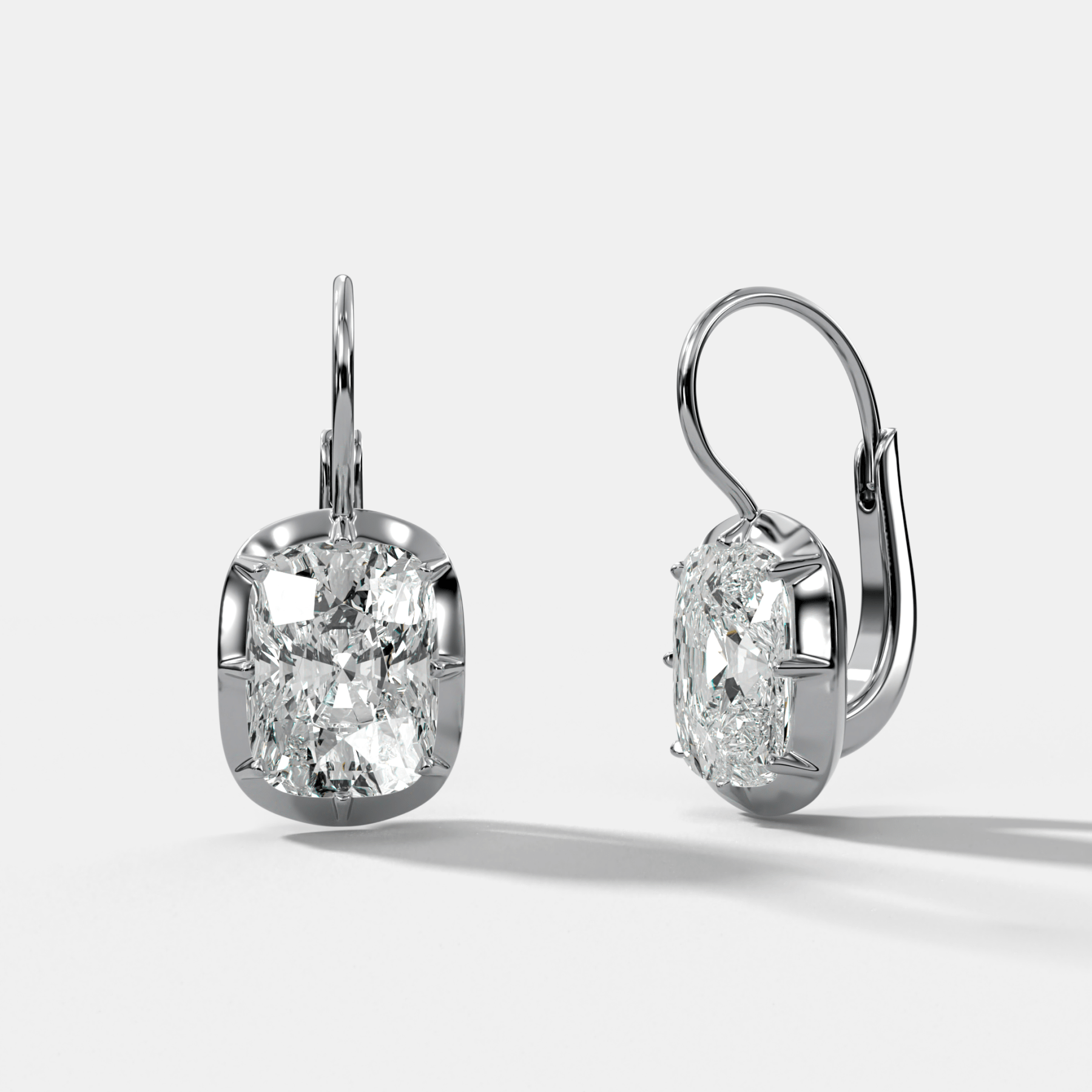 Button Back Dangle Earring with Elongated Cushion Cuts