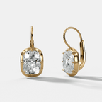 Button Back Dangle Earring with Elongated Cushion Cuts