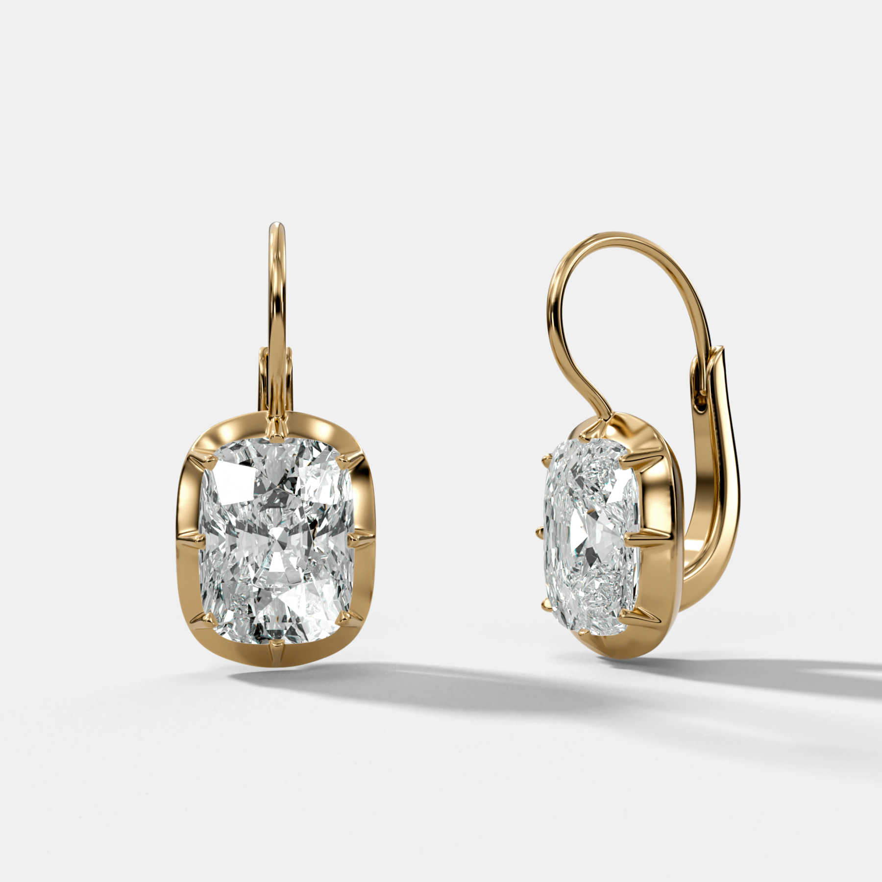 Button Back Dangle Earring with Elongated Cushion Cuts