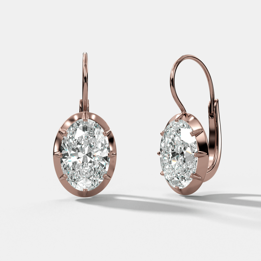 Button Back Dangle Earring with Oval Cuts