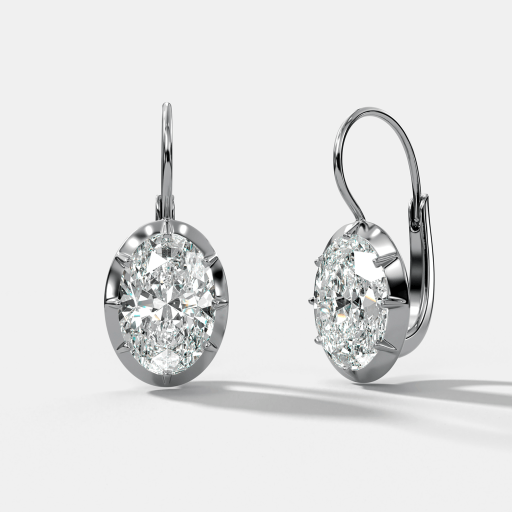 Button Back Dangle Earring with Oval Cuts