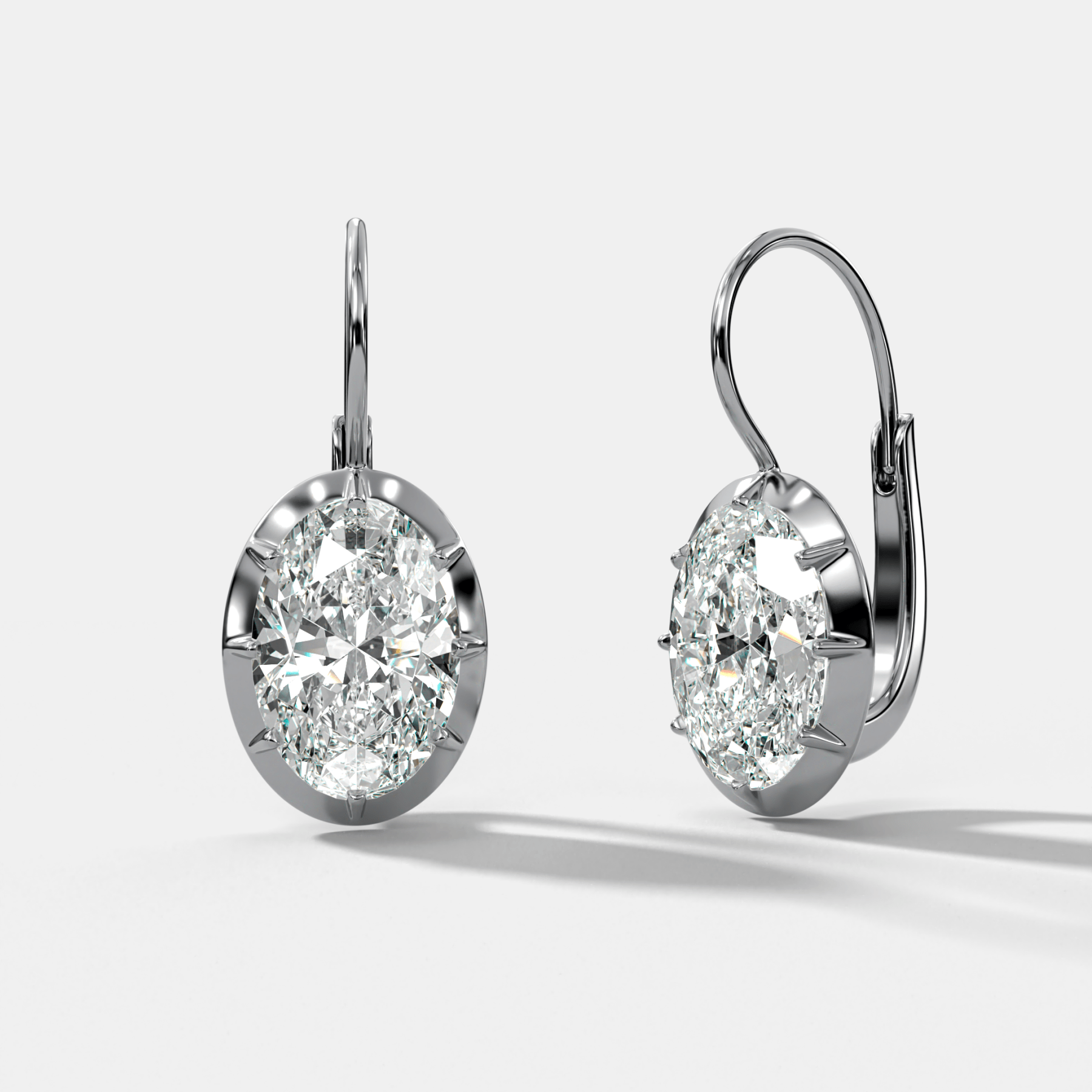Button Back Dangle Earring with Oval Cuts