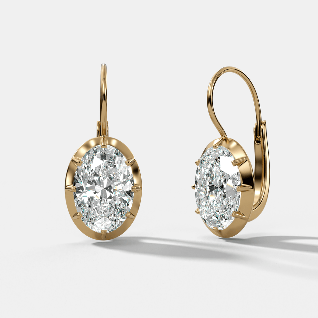 Button Back Dangle Earring with Oval Cuts