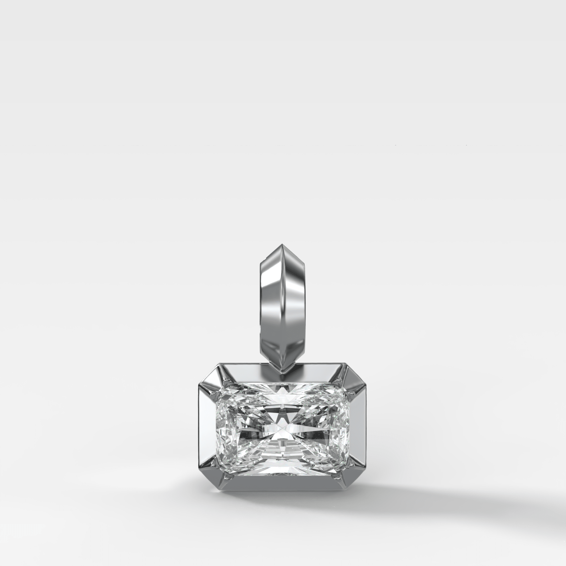 Button Back East West Elongated Radiant Attachable Diamond Pendant