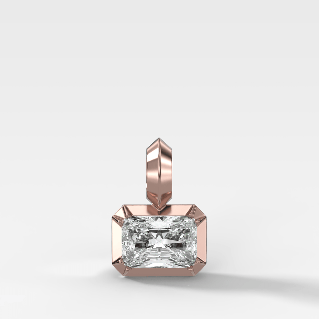 Button Back East West Elongated Radiant Attachable Diamond Pendant
