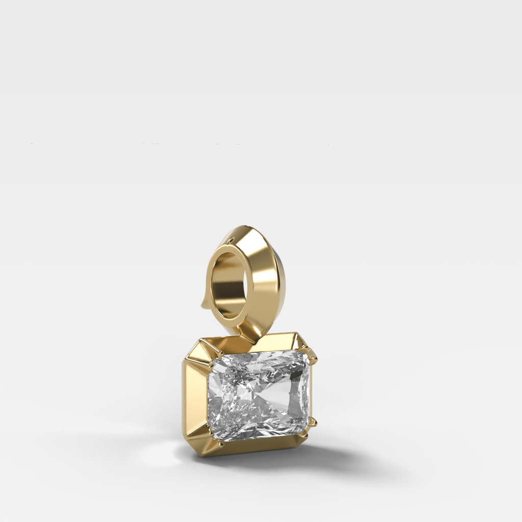 Button Back East West Elongated Radiant Attachable Diamond Pendant