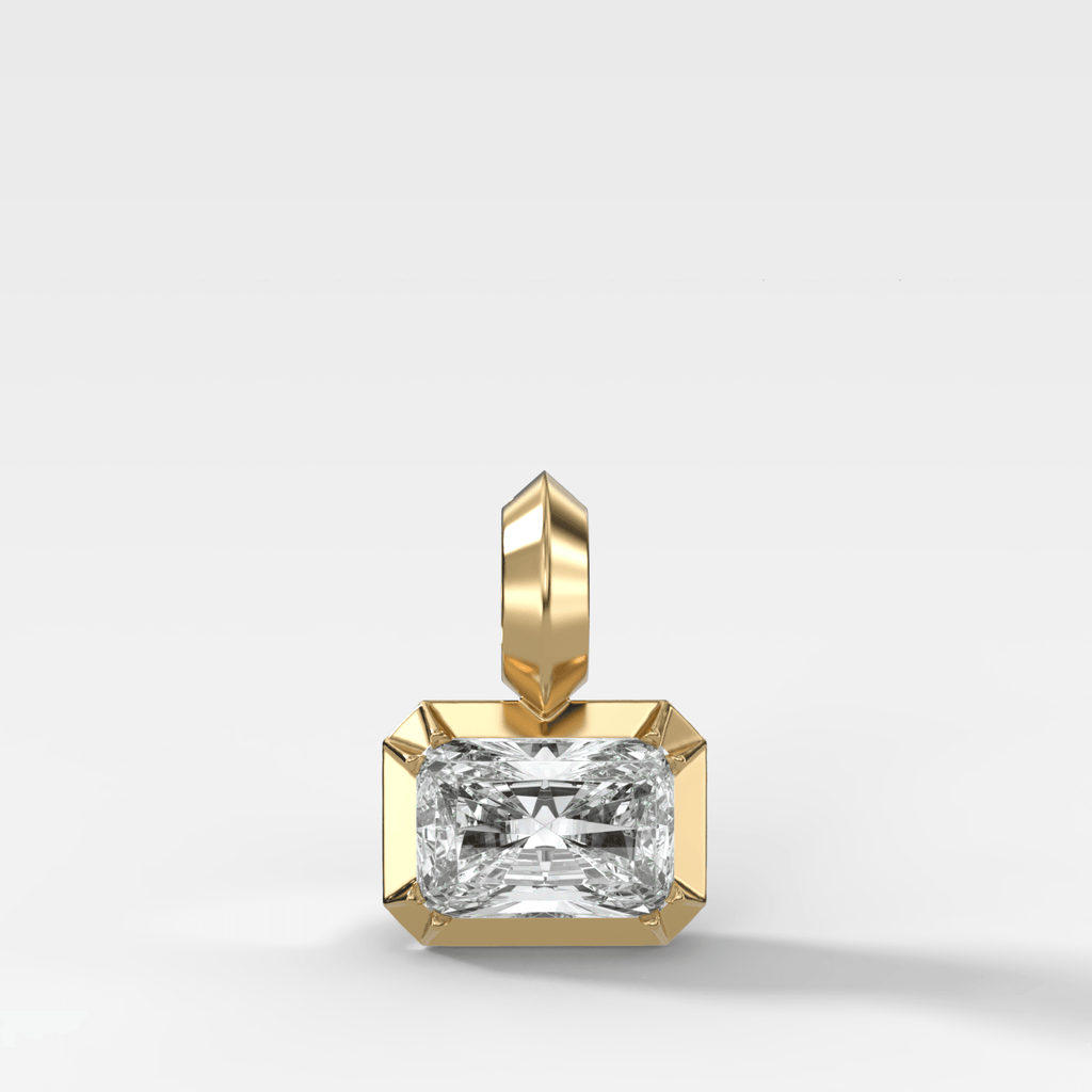 Button Back East West Elongated Radiant Attachable Diamond Pendant