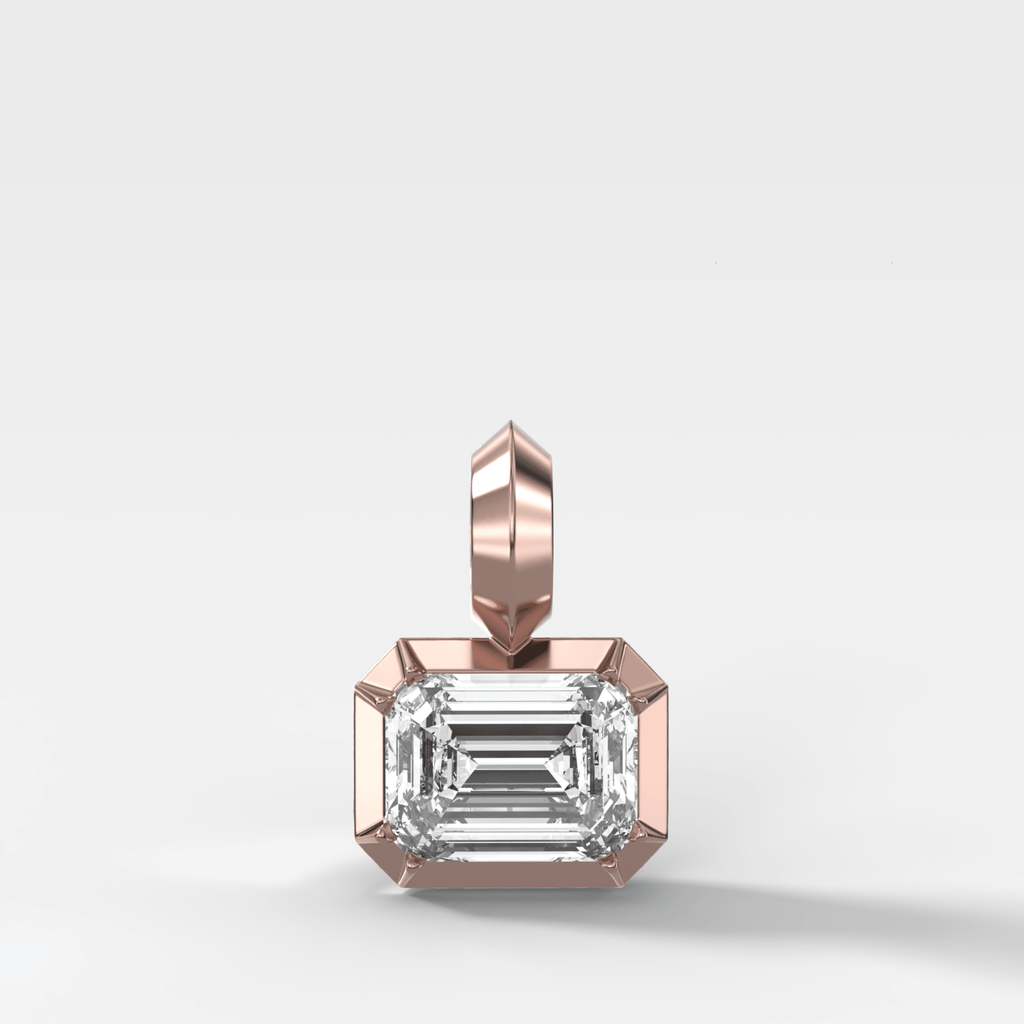 Button Back East West Emerald Attachable Diamond Pendant