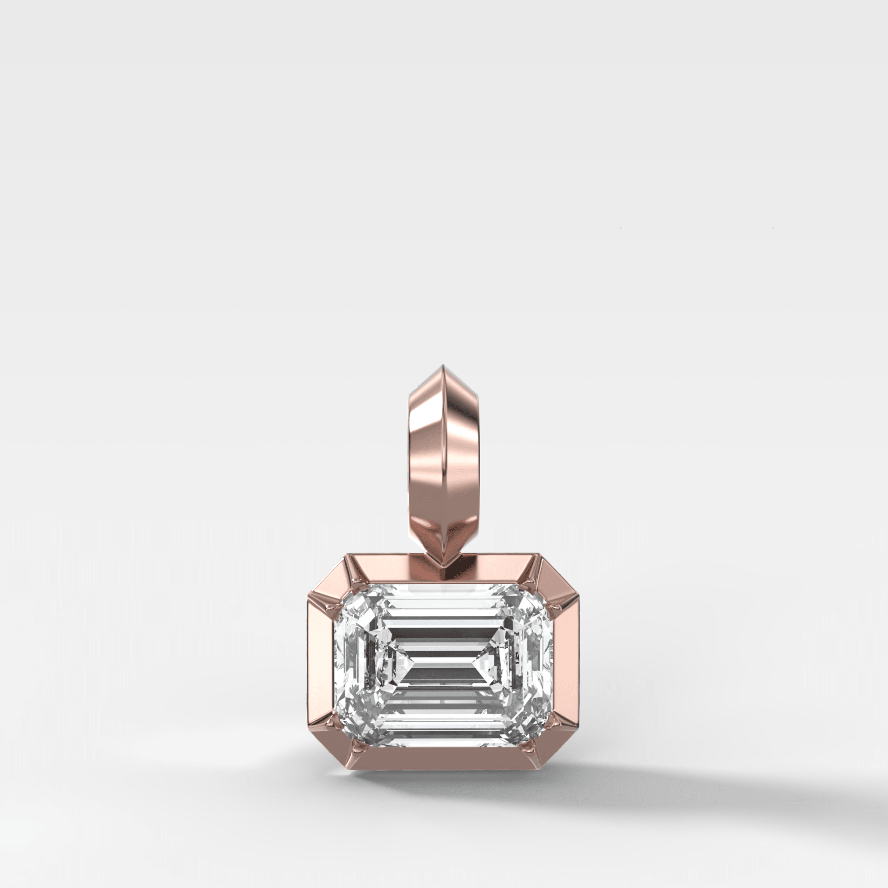 Button Back East West Emerald Attachable Diamond Pendant