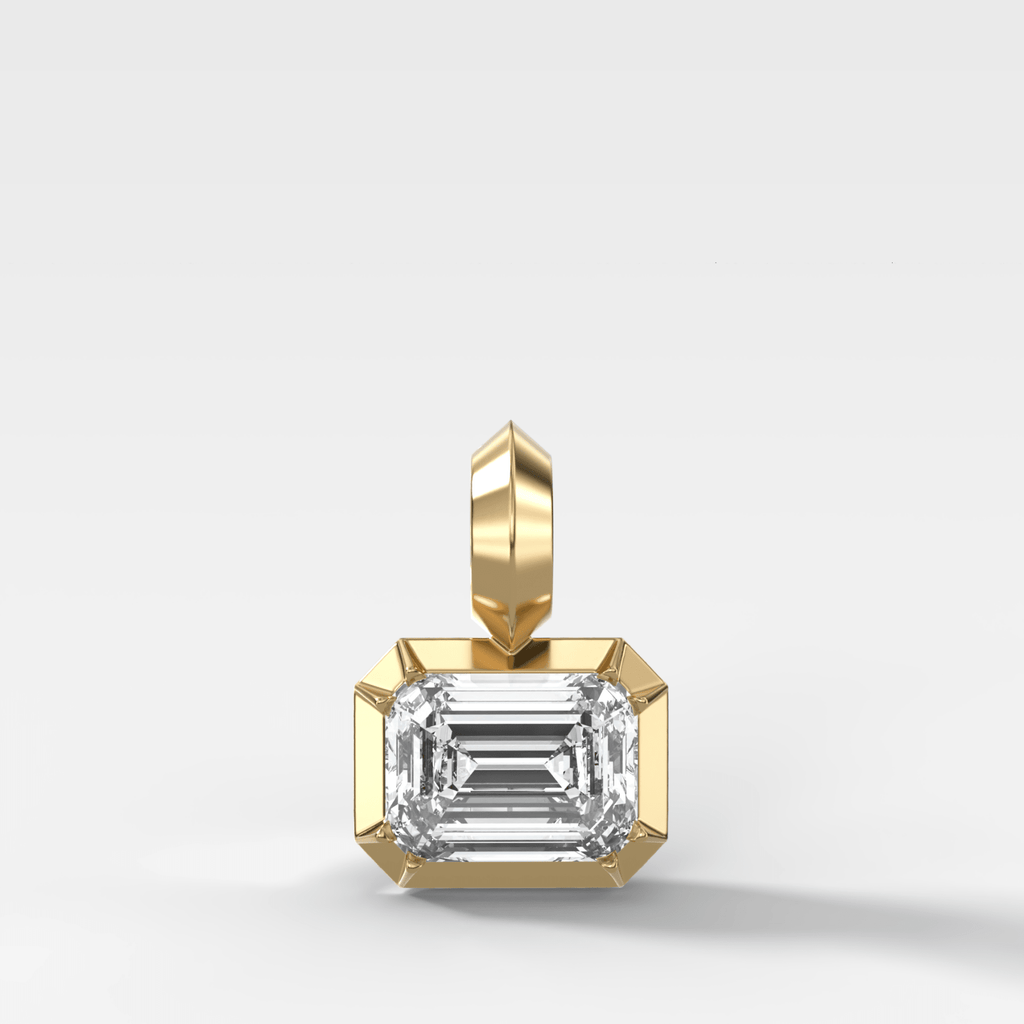 Button Back East West Emerald Attachable Diamond Pendant