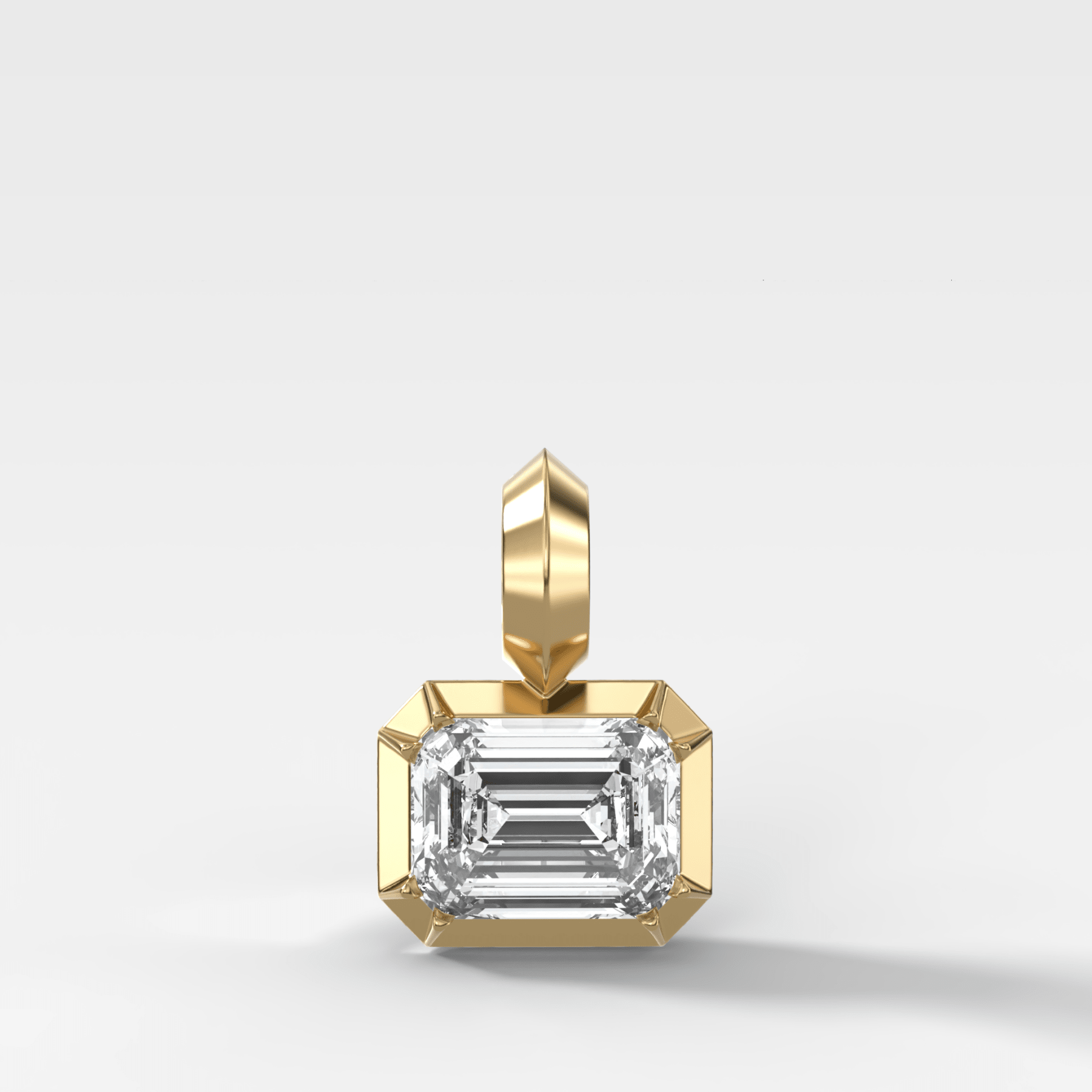 Button Back East West Emerald Attachable Diamond Pendant