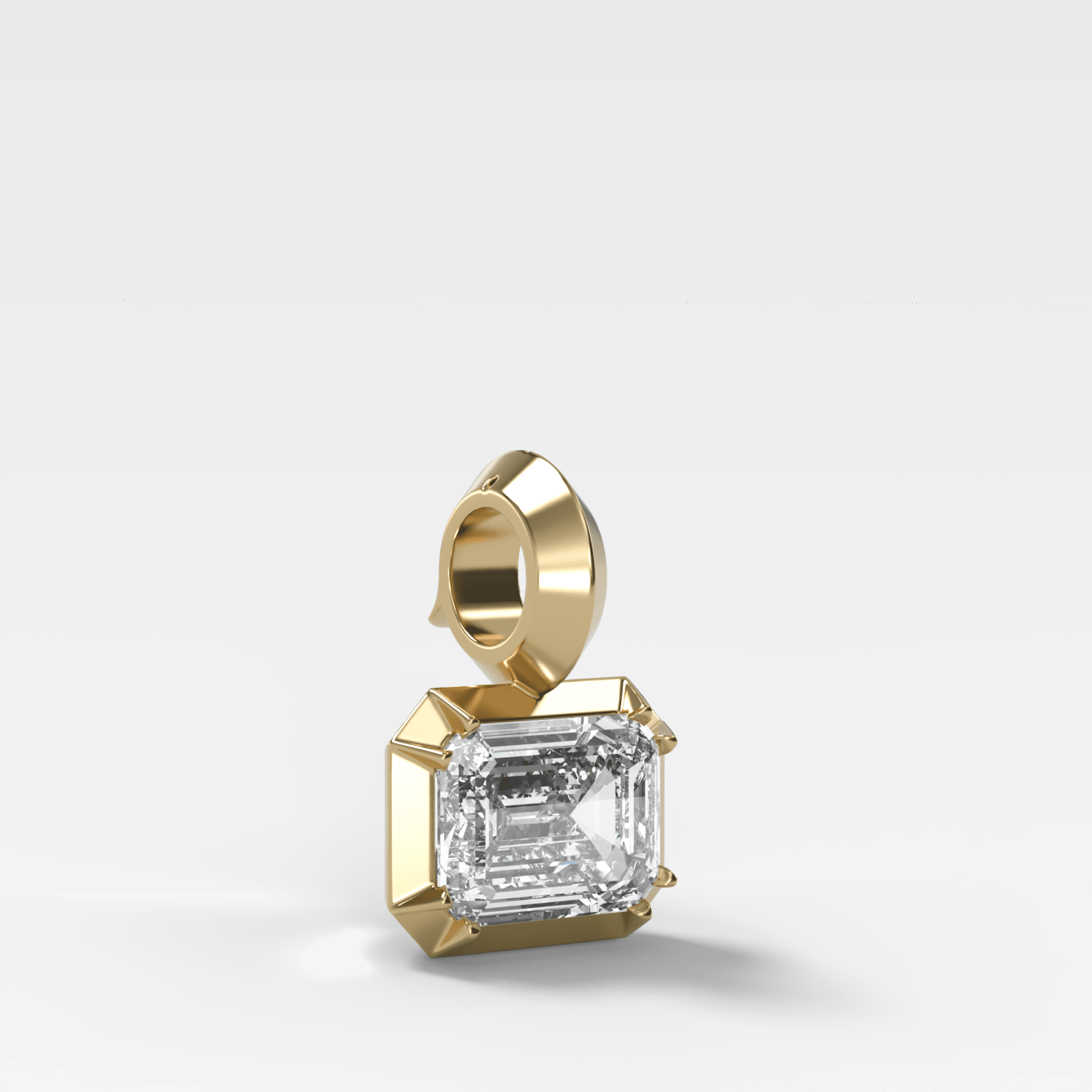Button Back East West Emerald Attachable Diamond Pendant