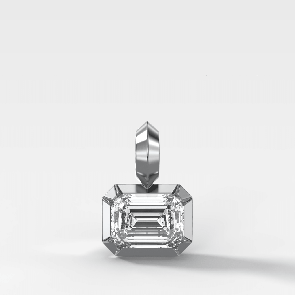 Button Back East West Emerald Attachable Diamond Pendant