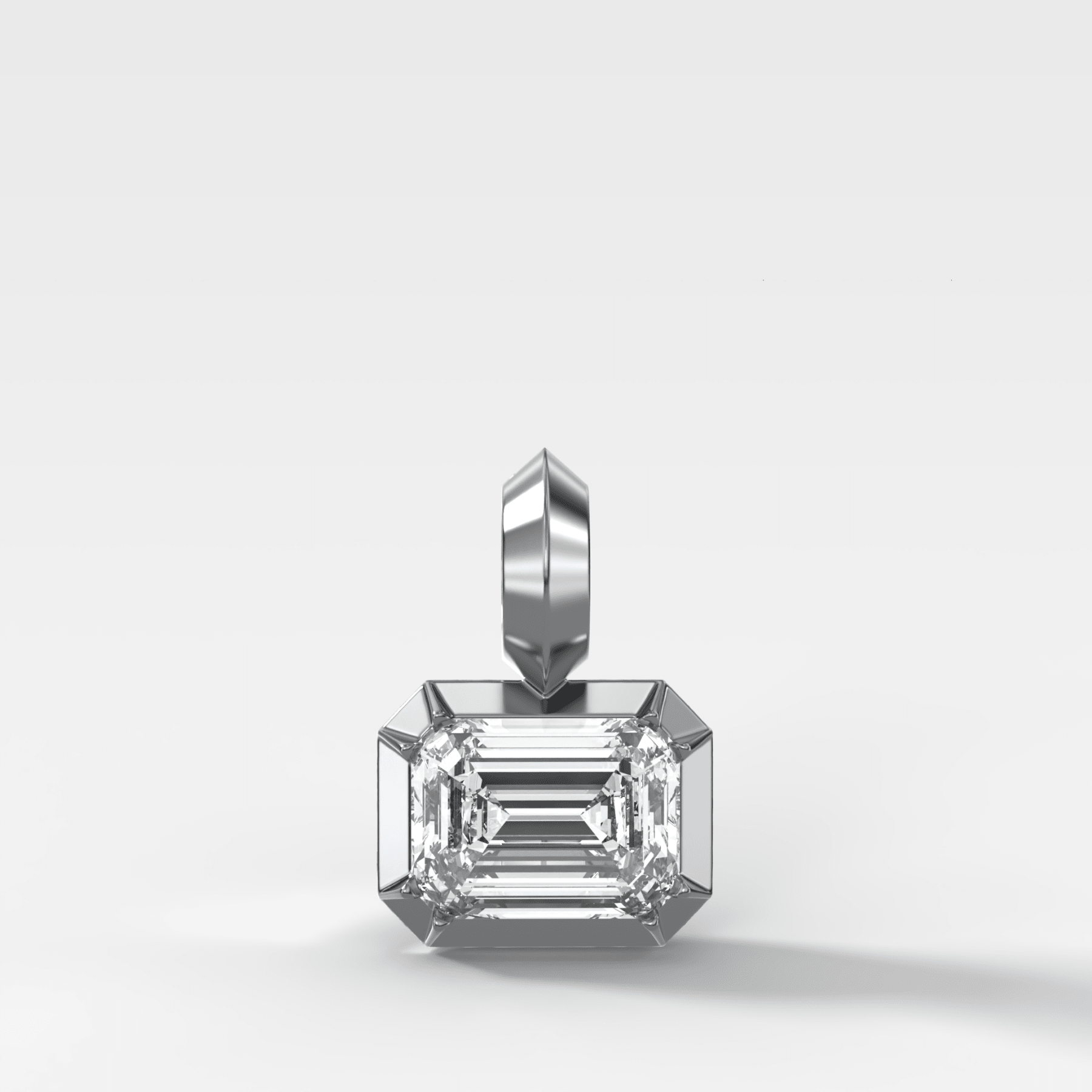 Button Back East West Emerald Attachable Diamond Pendant