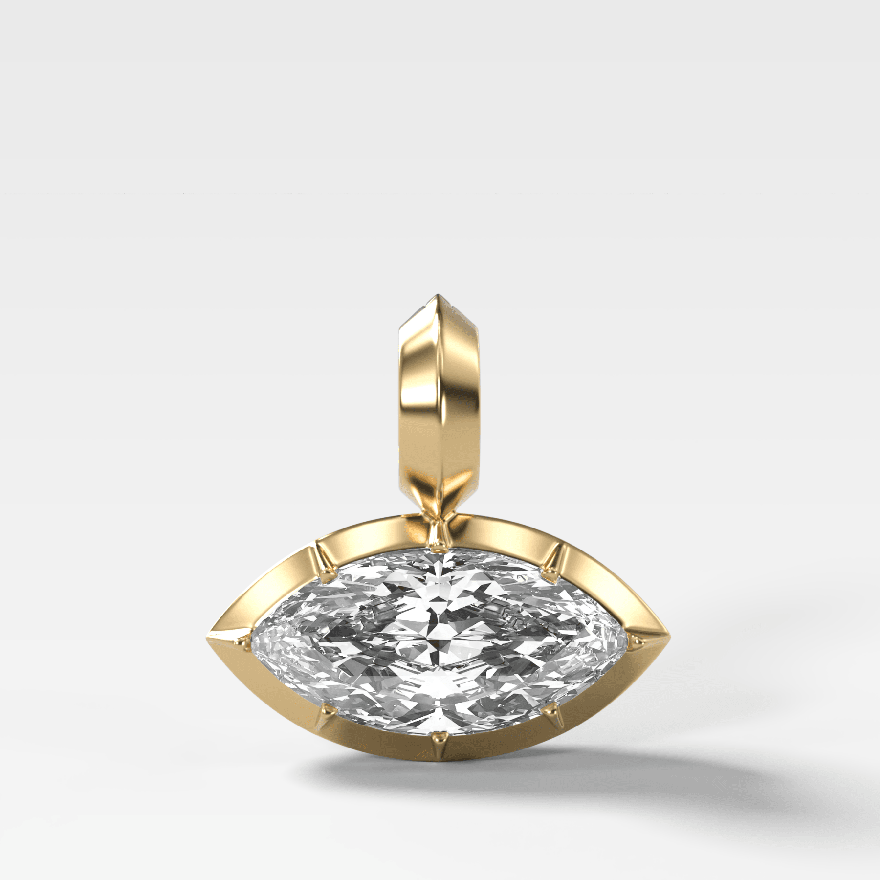 Button Back East West Marquise Attachable Diamond Pendant