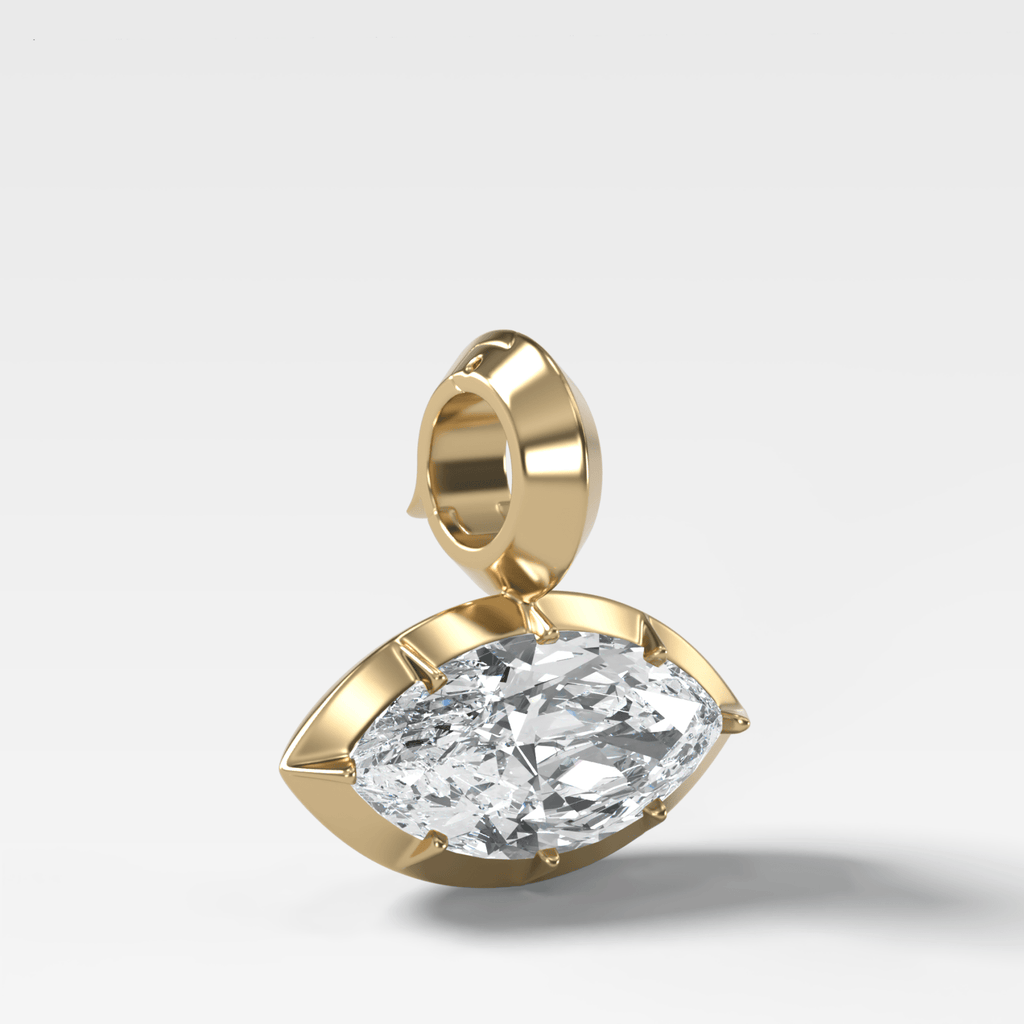 Button Back East West Marquise Attachable Diamond Pendant