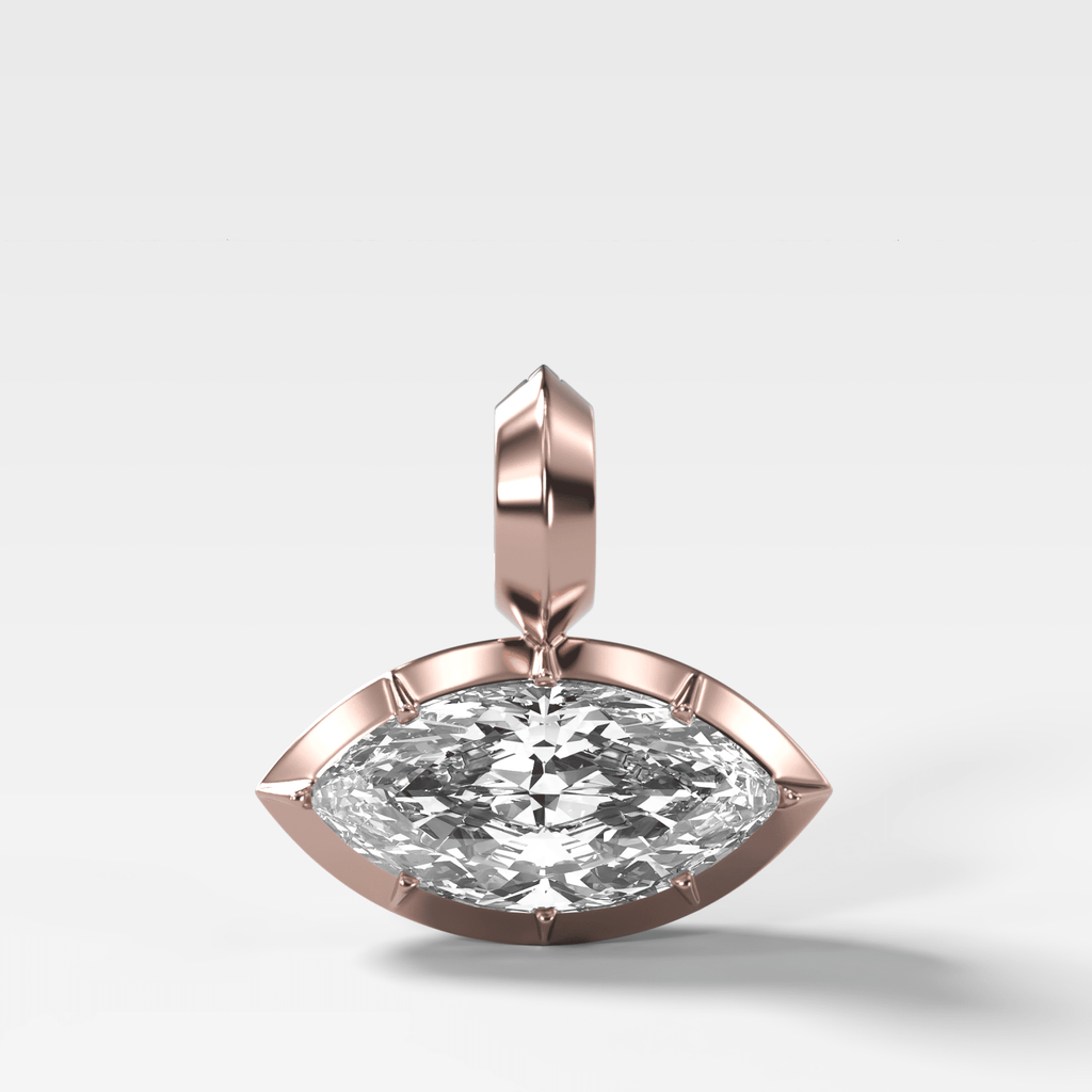 Button Back East West Marquise Attachable Diamond Pendant