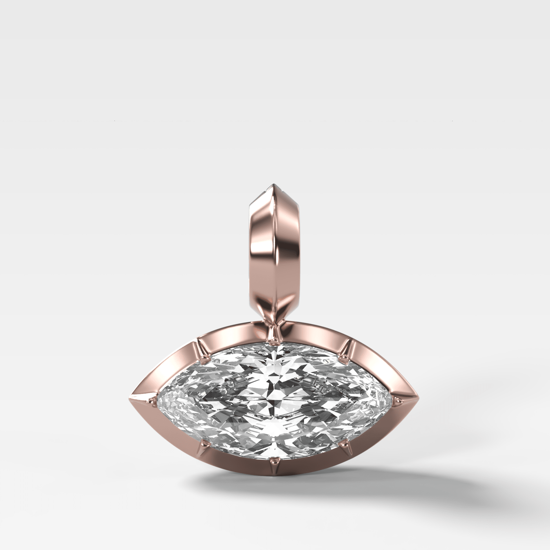 Button Back East West Marquise Attachable Diamond Pendant