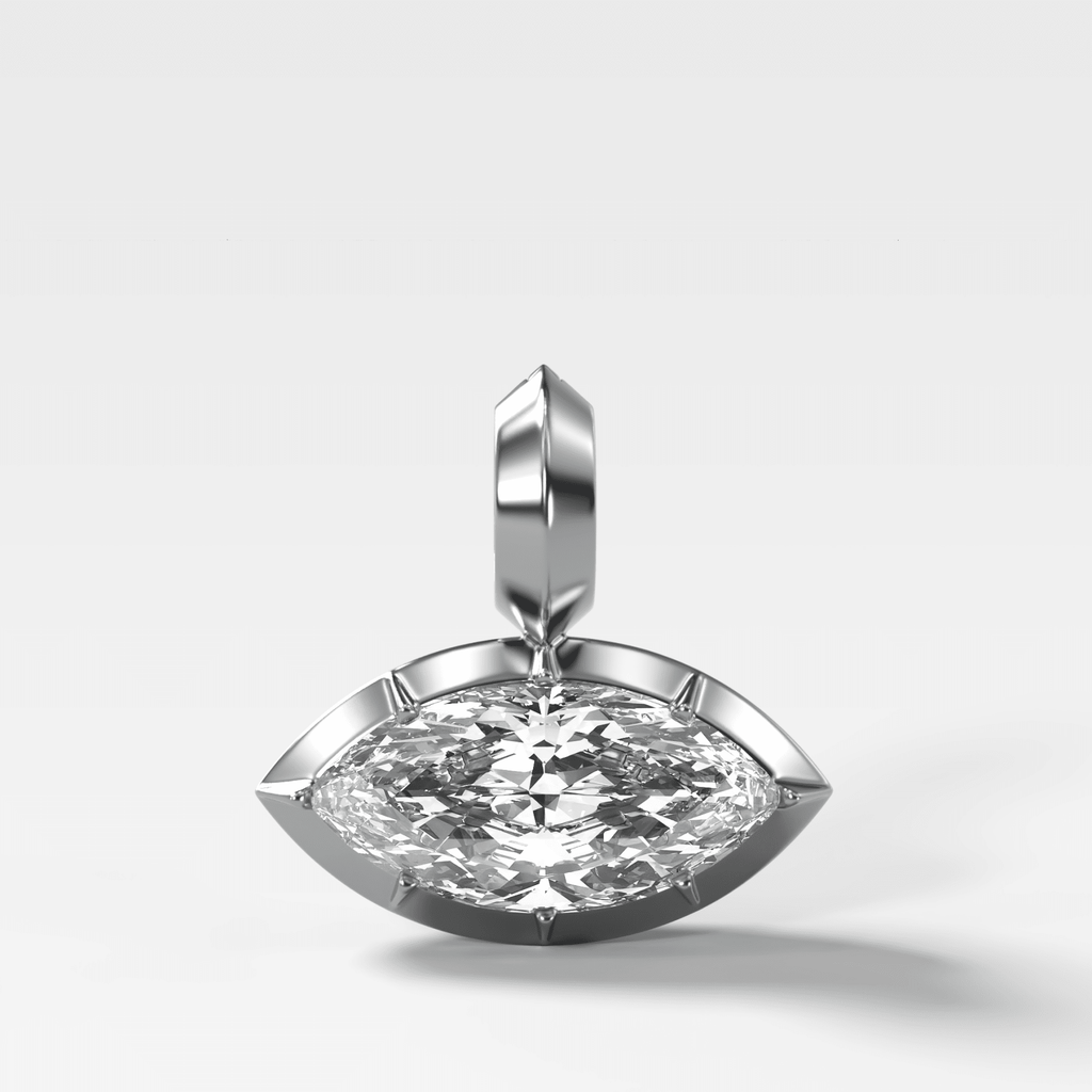 Button Back East West Marquise Attachable Diamond Pendant