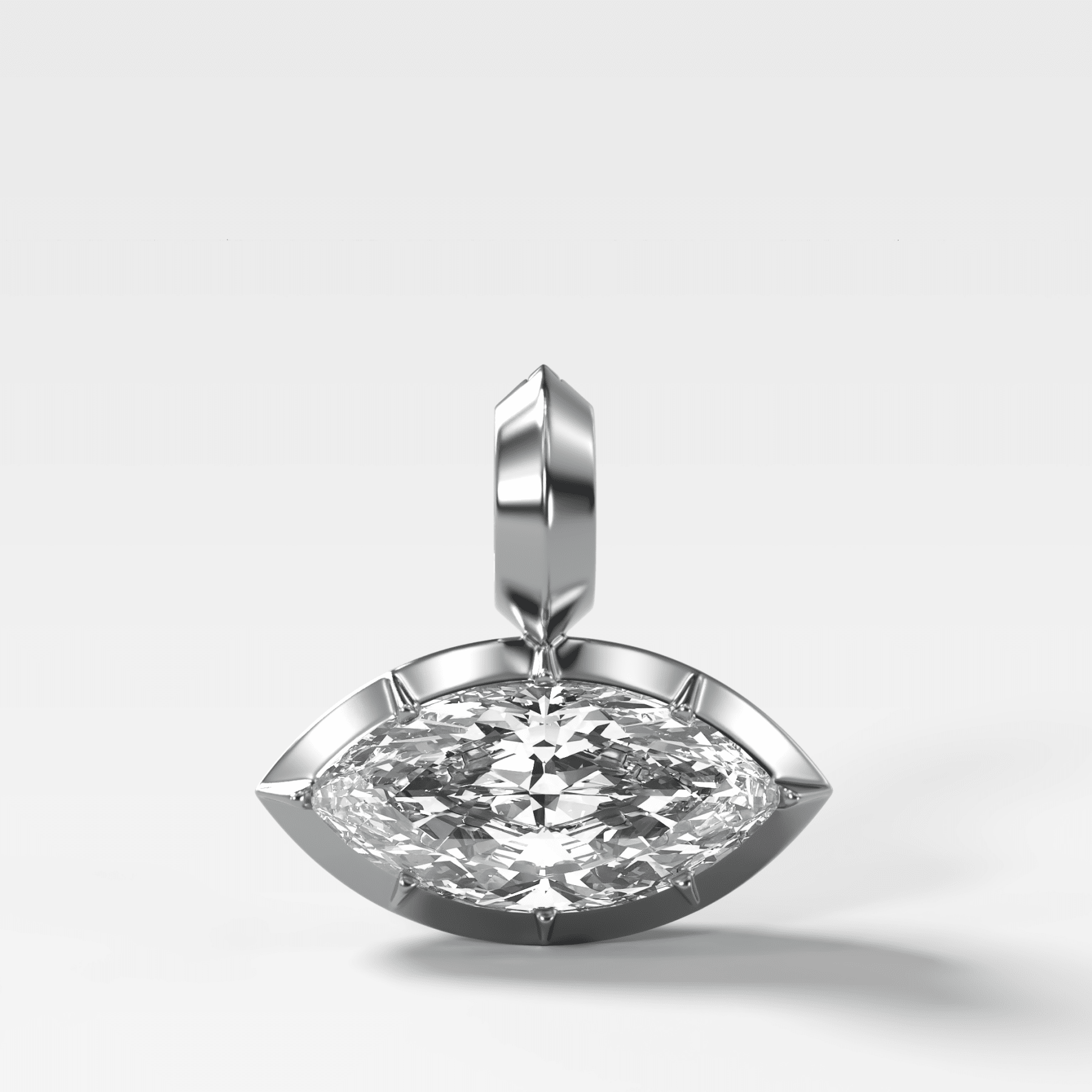 Button Back East West Marquise Attachable Diamond Pendant