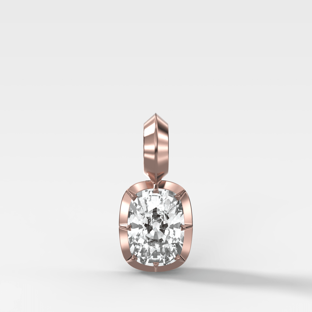 Button Back Elongated Cushion Attachable Diamond Pendant