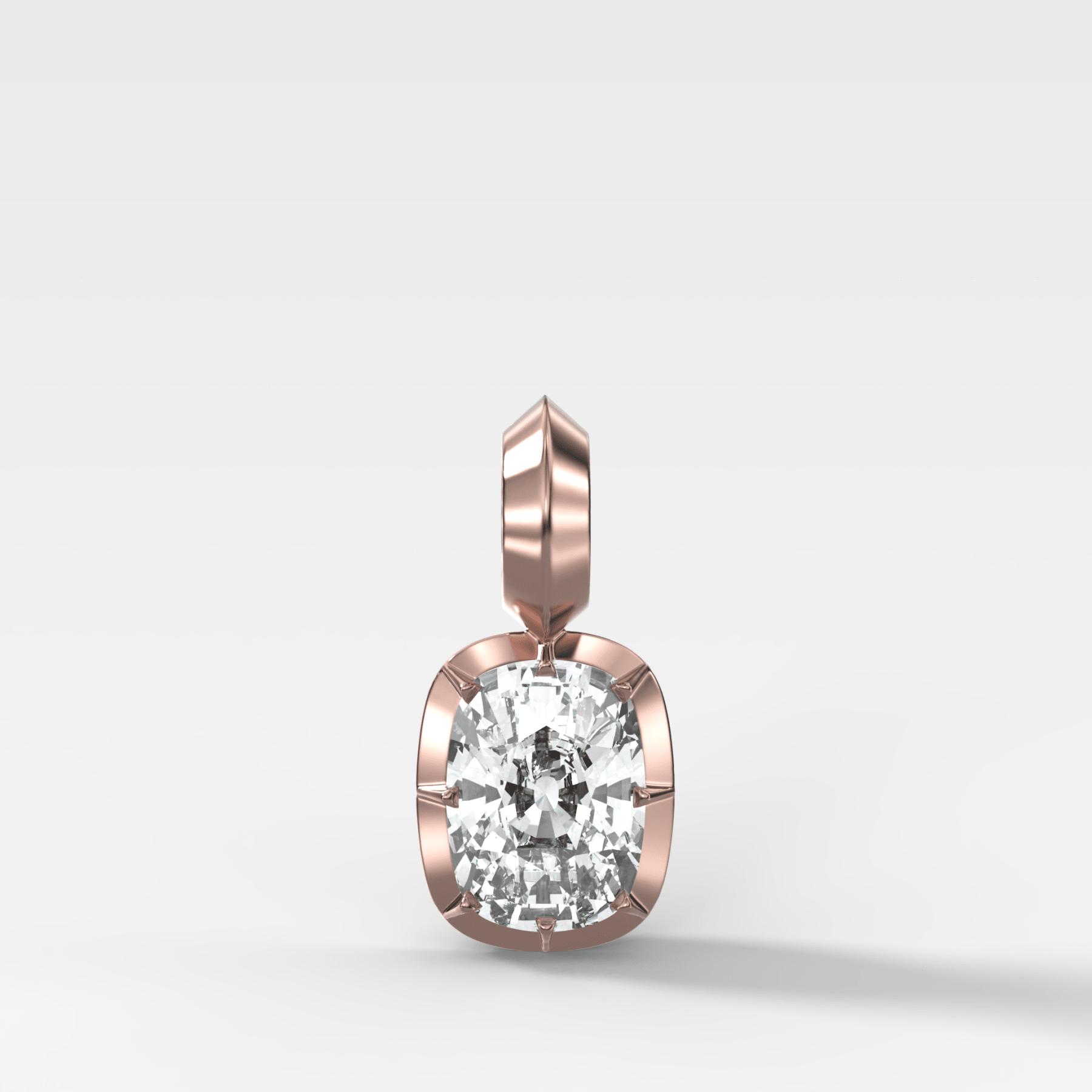 Button Back Elongated Cushion Attachable Diamond Pendant