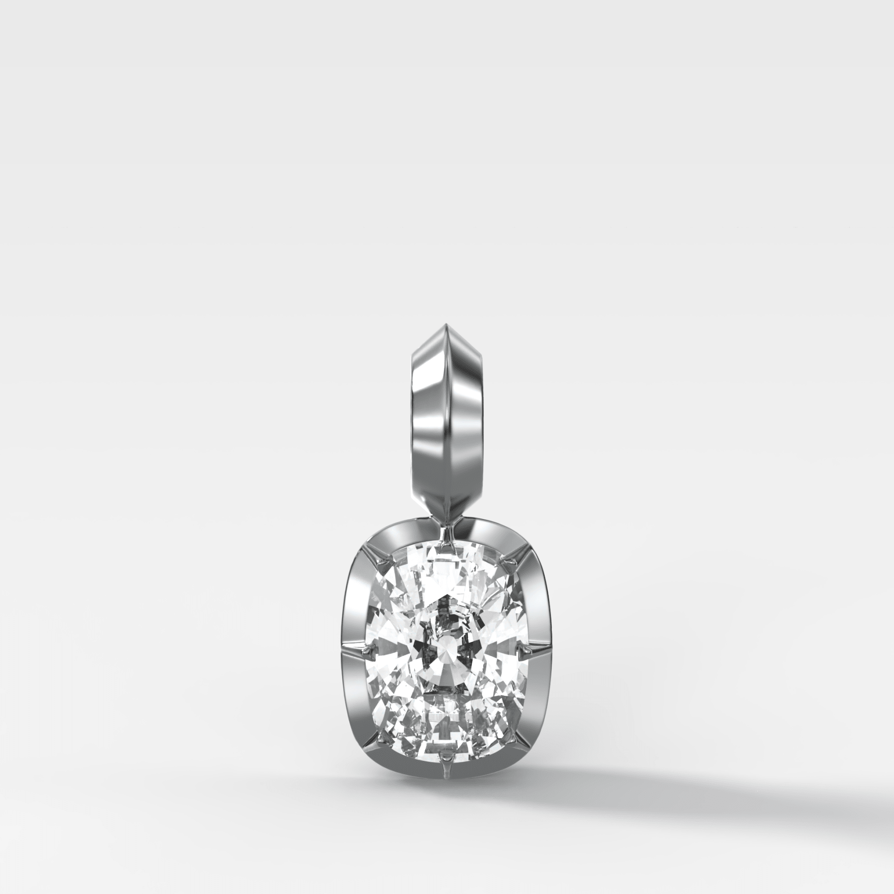 Button Back Elongated Cushion Attachable Diamond Pendant