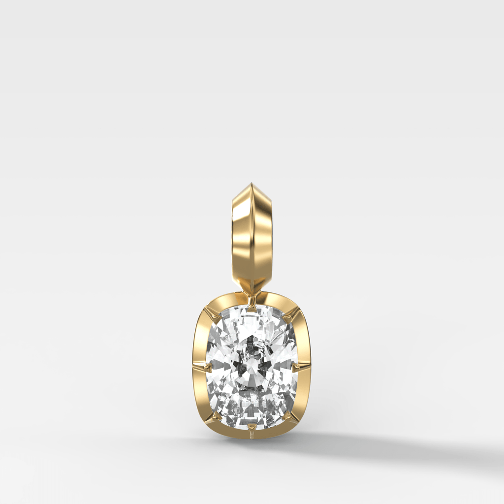 Button Back Elongated Cushion Attachable Diamond Pendant