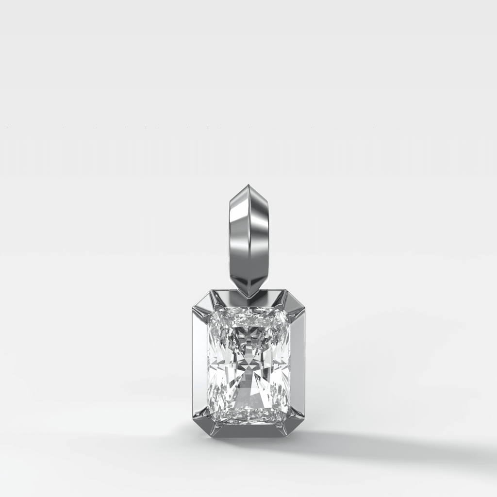 Button Back Elongated Radiant Attachable Diamond Pendant
