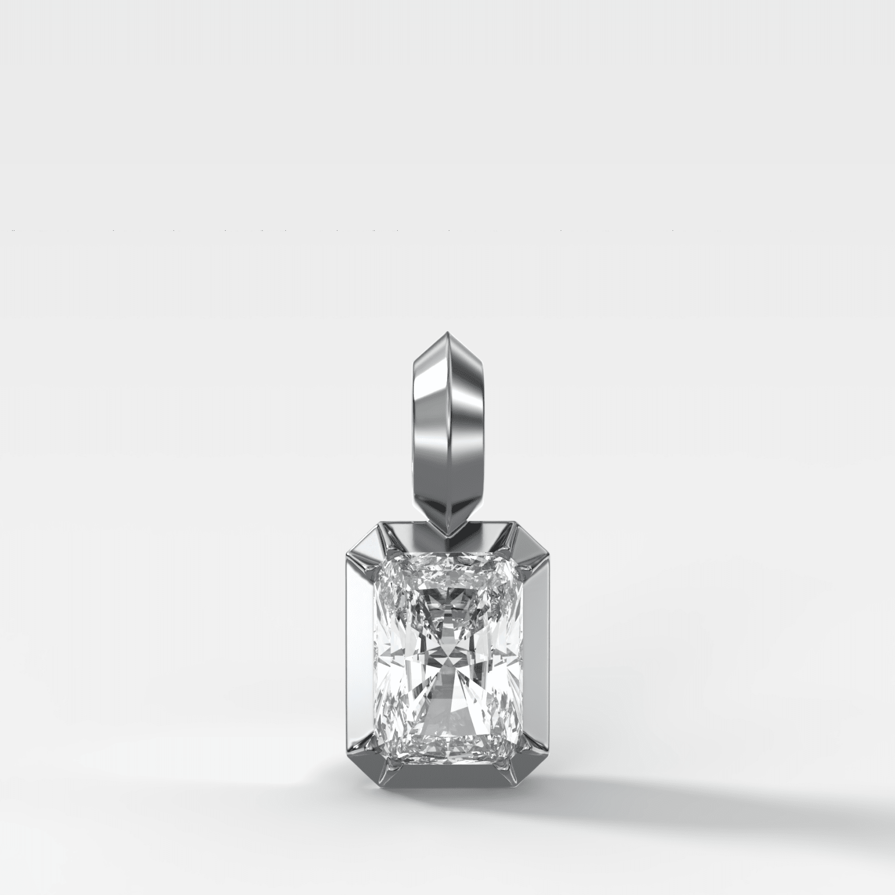Button Back Elongated Radiant Attachable Diamond Pendant