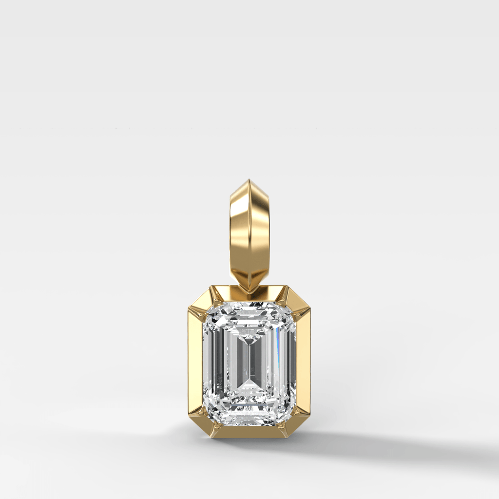 Button Back Emerald Attachable Diamond Pendant