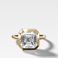 Button Back Engagement Ring set with 3.21ct Lab Grown Asscher Cut Diamond