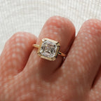 Button Back Engagement Ring set with 3.21ct Lab Grown Asscher Cut Diamond