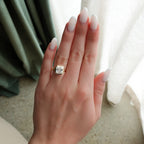 Button Back Engagement Ring set with 3.21ct Lab Grown Asscher Cut Diamond