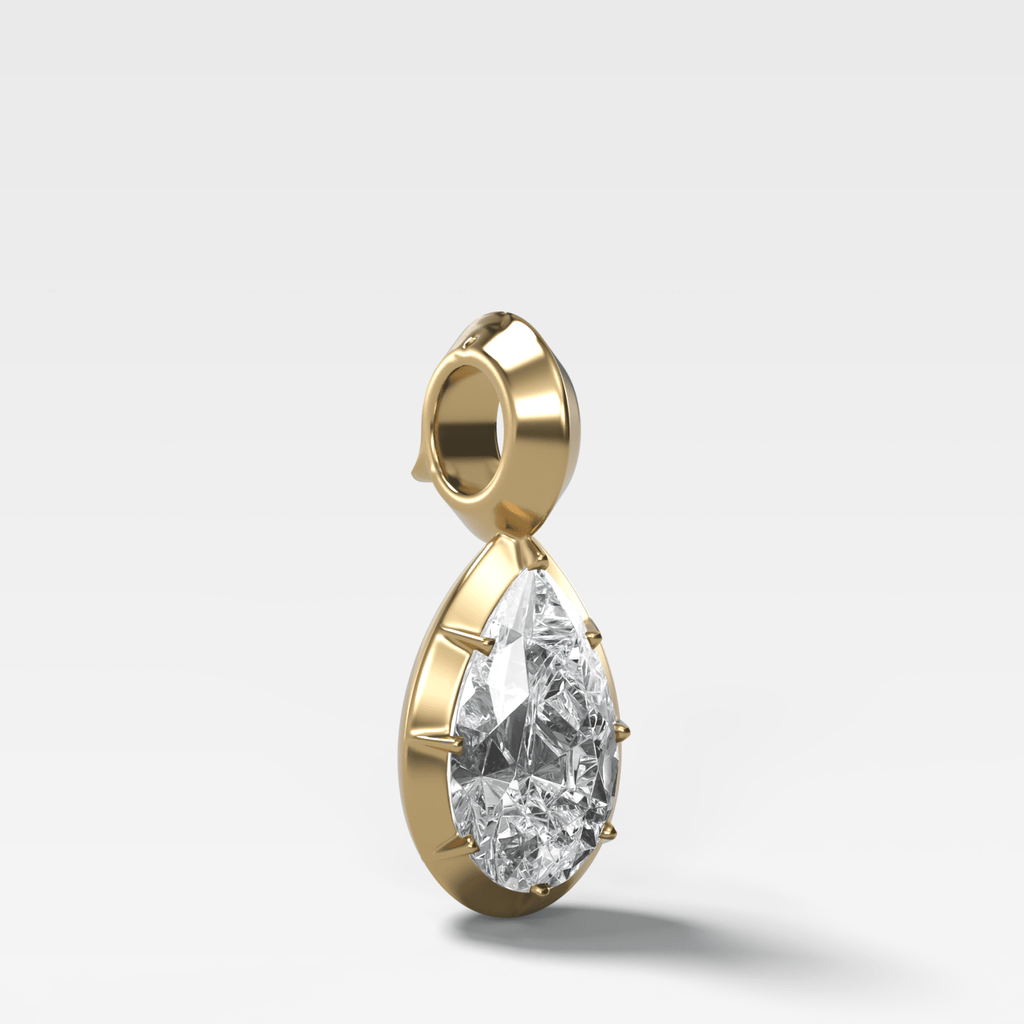 Button Back Pear Attachable Diamond Pendant