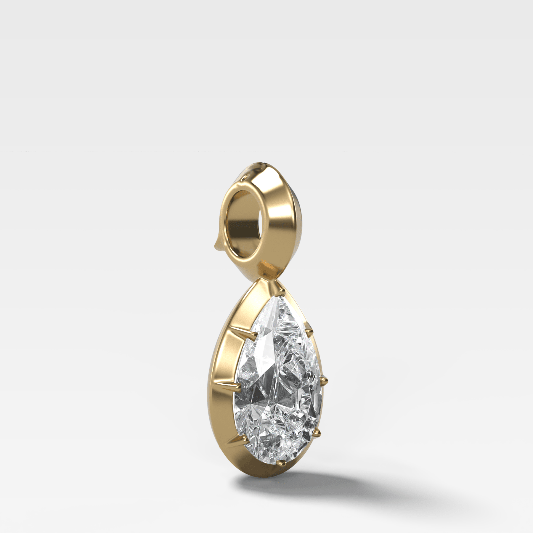 Button Back Pear Attachable Diamond Pendant
