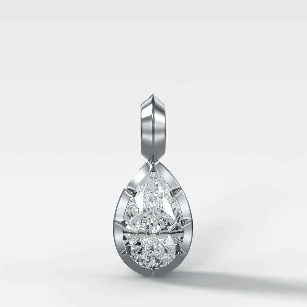 Button Back Pear Attachable Diamond Pendant