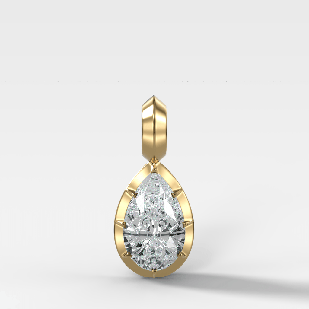 Button Back Pear Attachable Diamond Pendant