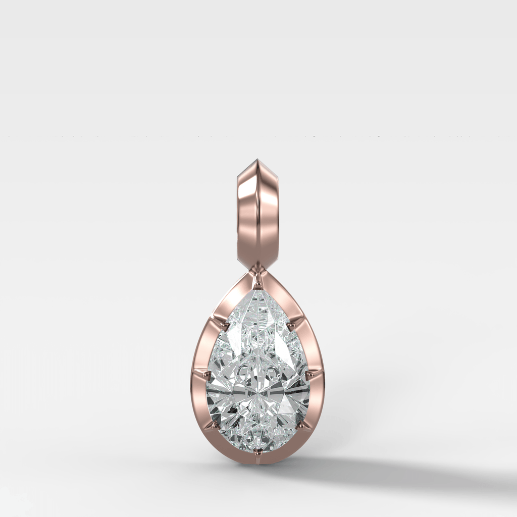 Button Back Pear Attachable Diamond Pendant