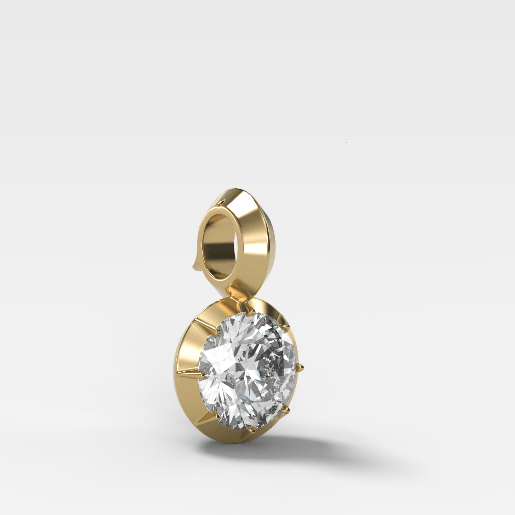 Button Back Round Attachable Diamond Pendant