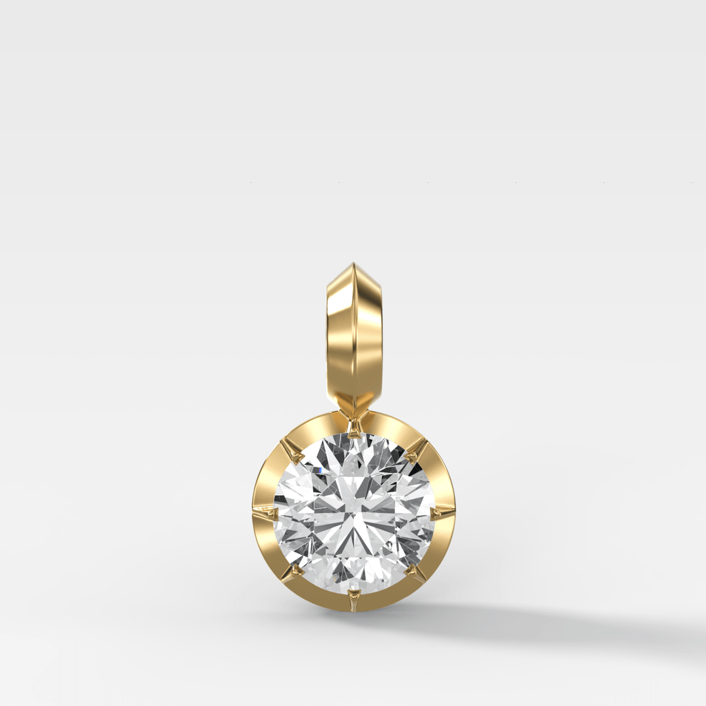 Button Back Round Attachable Diamond Pendant