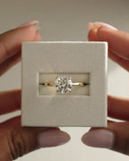 2.35-4.35 CT Round Cut Lab Grown Diamond Hidden Halo Engagement Ring