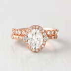 1.33 CT Oval Cut Halo Moissanite Engagement Ring