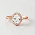 1.33 CT Oval Cut Halo Moissanite Engagement Ring