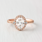 1.33 CT Oval Cut Halo Moissanite Engagement Ring