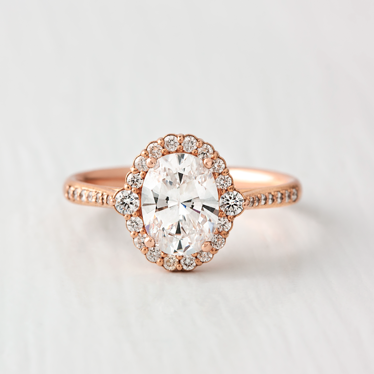1.33 CT Oval Cut Halo Moissanite Engagement Ring