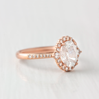 1.33 CT Oval Cut Halo Moissanite Engagement Ring