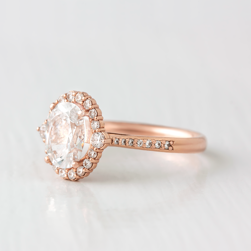 1.33 CT Oval Cut Halo Moissanite Engagement Ring