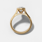 Cathedral Bezel Set Solitaire Engagement Ring With Elongated Cushion Diamond