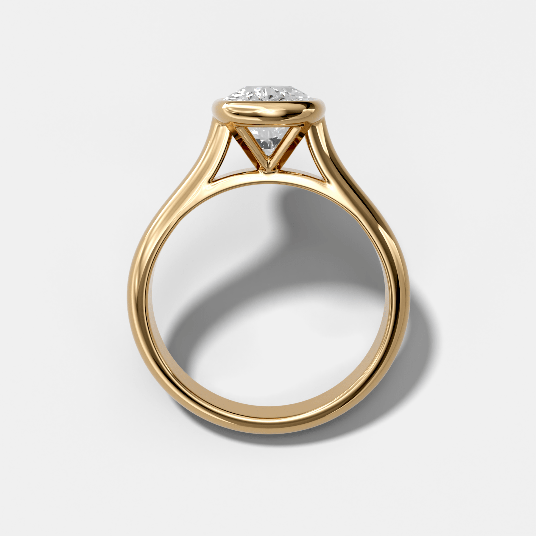 Cathedral Bezel Set Solitaire Engagement Ring With Elongated Cushion Diamond